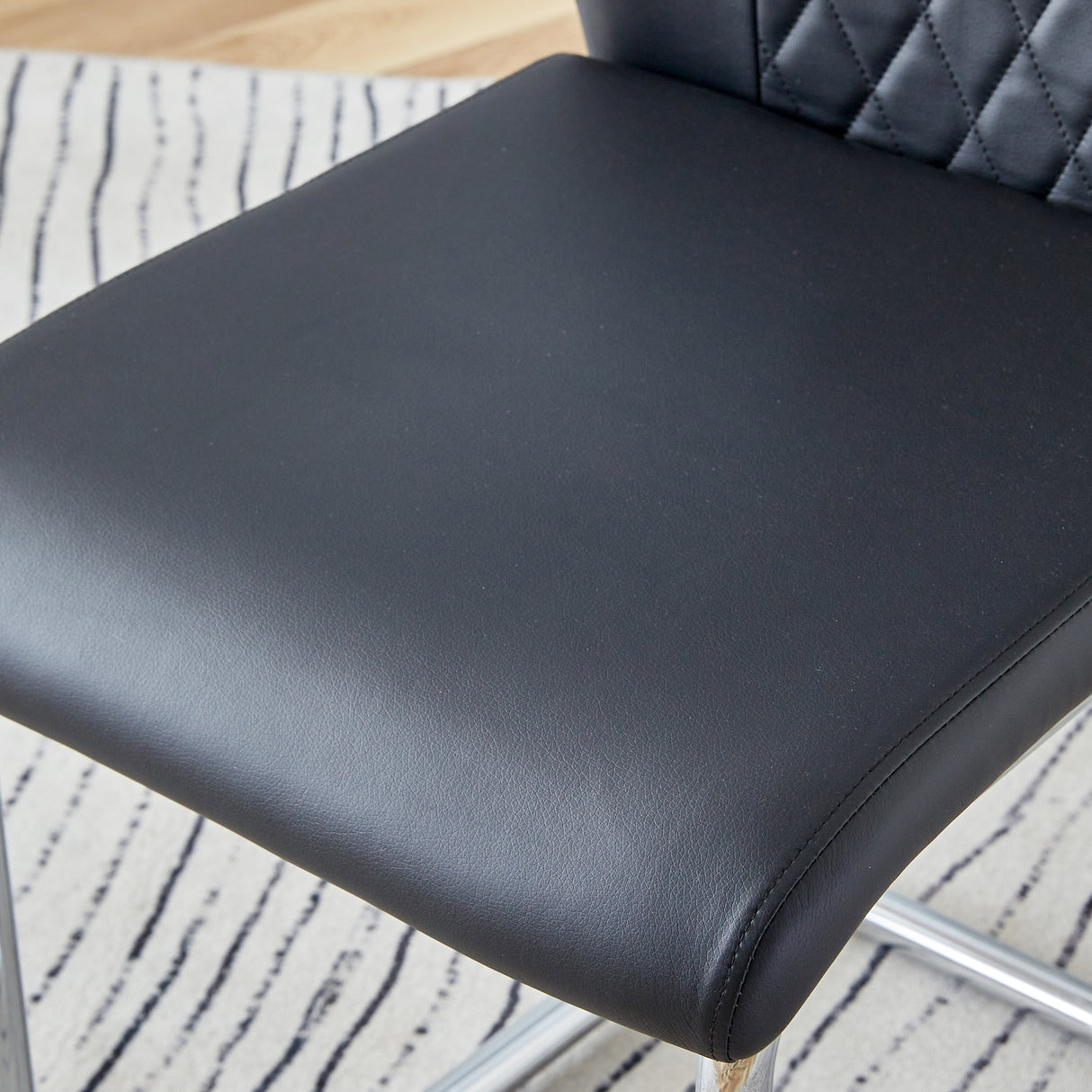 Modern Dining Chairs with Faux Leather Padded Seat - Set of 8