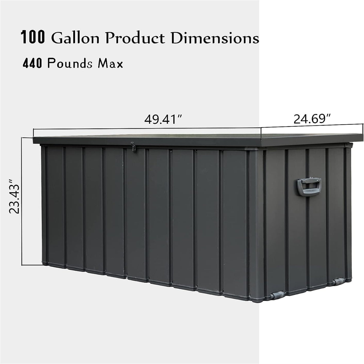 100 Gallon Outdoor Storage Deck Box - Waterproof, Lockable, Dark Gray