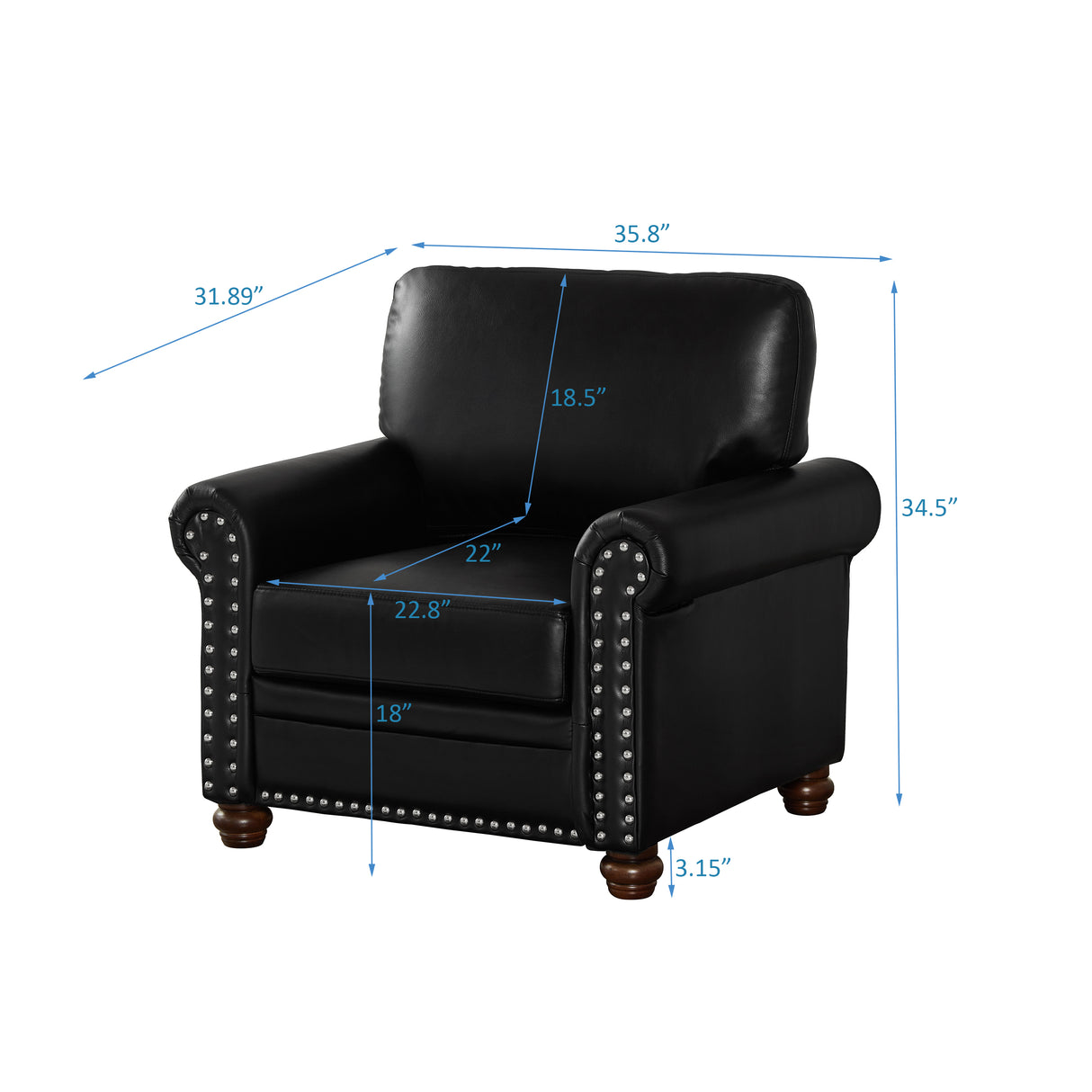 Living Room Sofa Single Seat Chair with Wood Leg