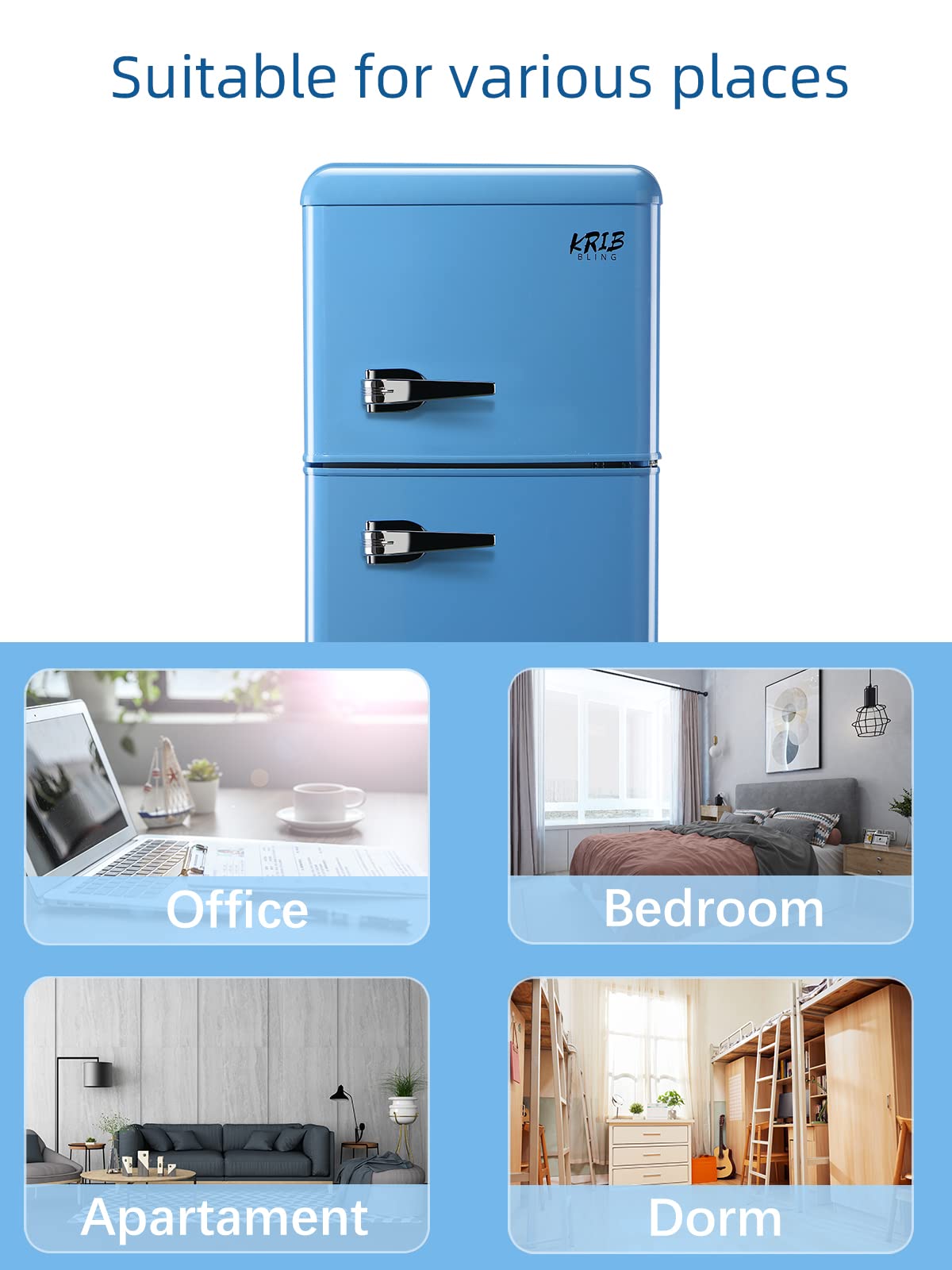 3.5 Cu.Ft Compact Refrigerator - Retro Mini Fridge with Freezer