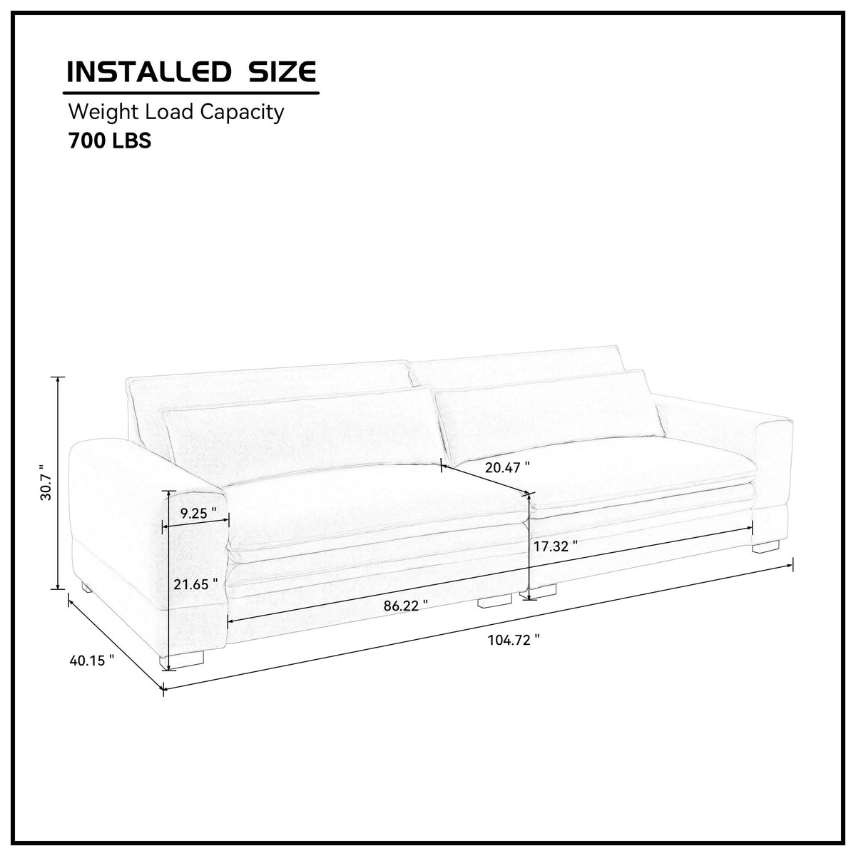 Mid-Century Sofa Couch Modern Upholstered Couch