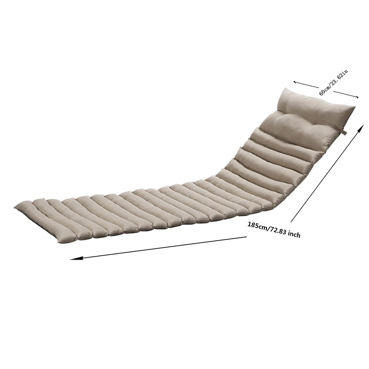 Khaki 2PCS Set Outdoor Lounge Chair Cushion Replacement