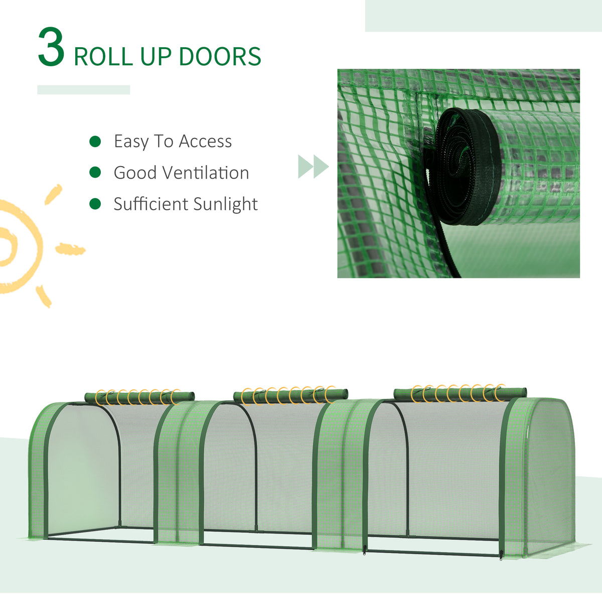 Mini Greenhouse Portable Tunnel with Durable Polyethylene - Green