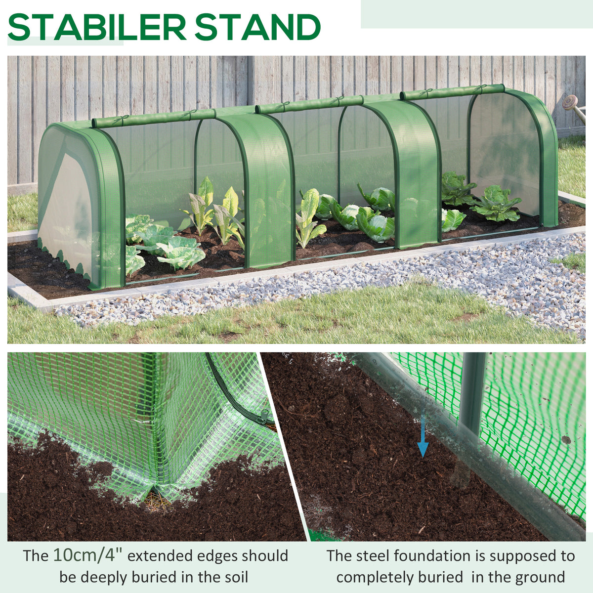 Mini Greenhouse Portable Tunnel with Durable Polyethylene - Green