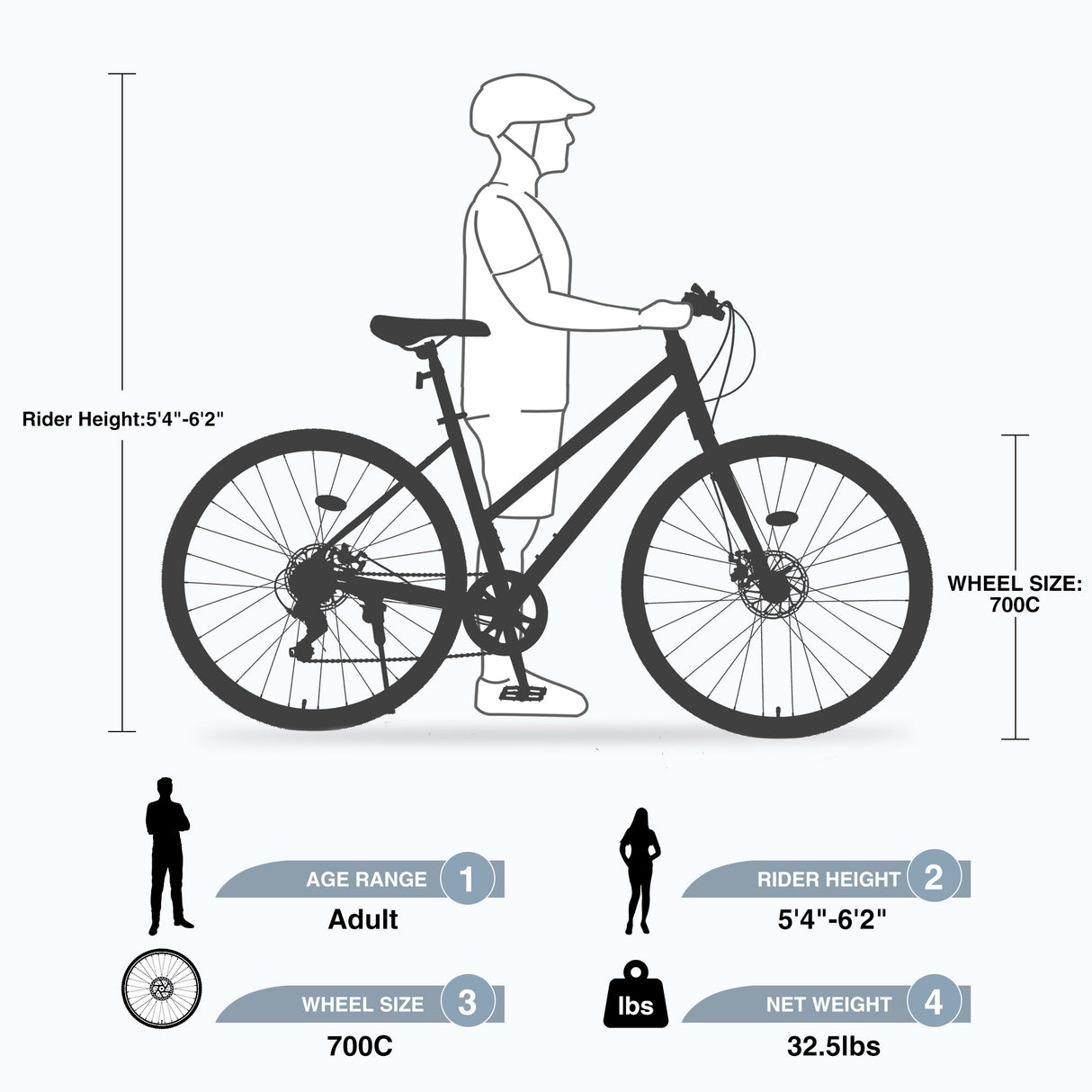 7 Speed Hybrid Bike Disc Brake 700C Road Bike for Men & Women