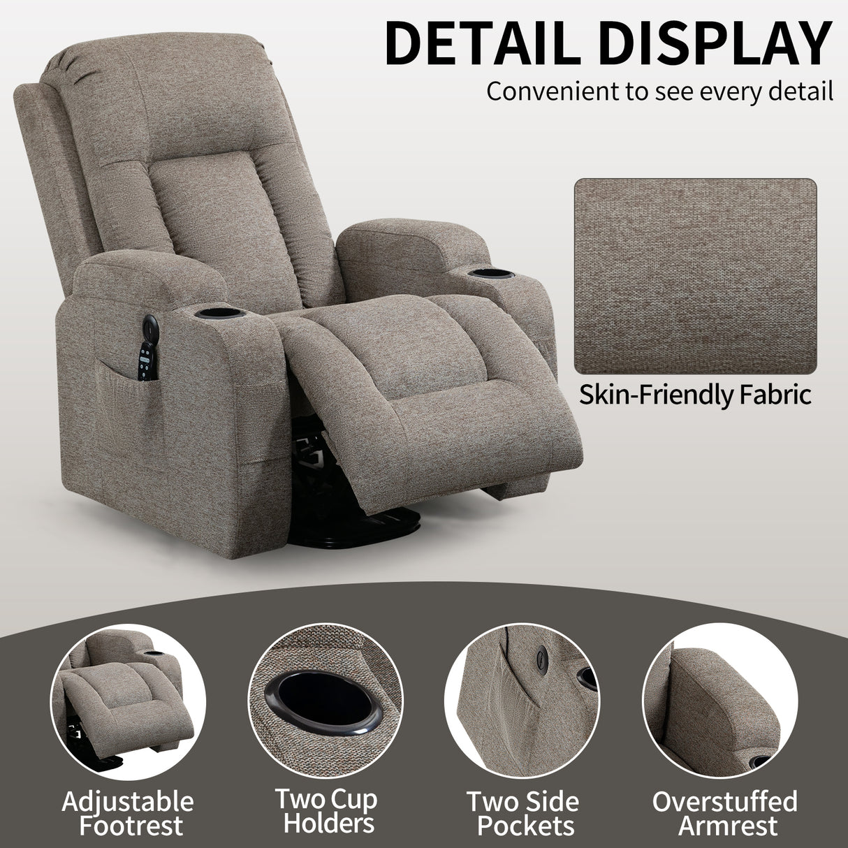 Power Lift Recliner Chair with Massage and Heat - ComfortMAX