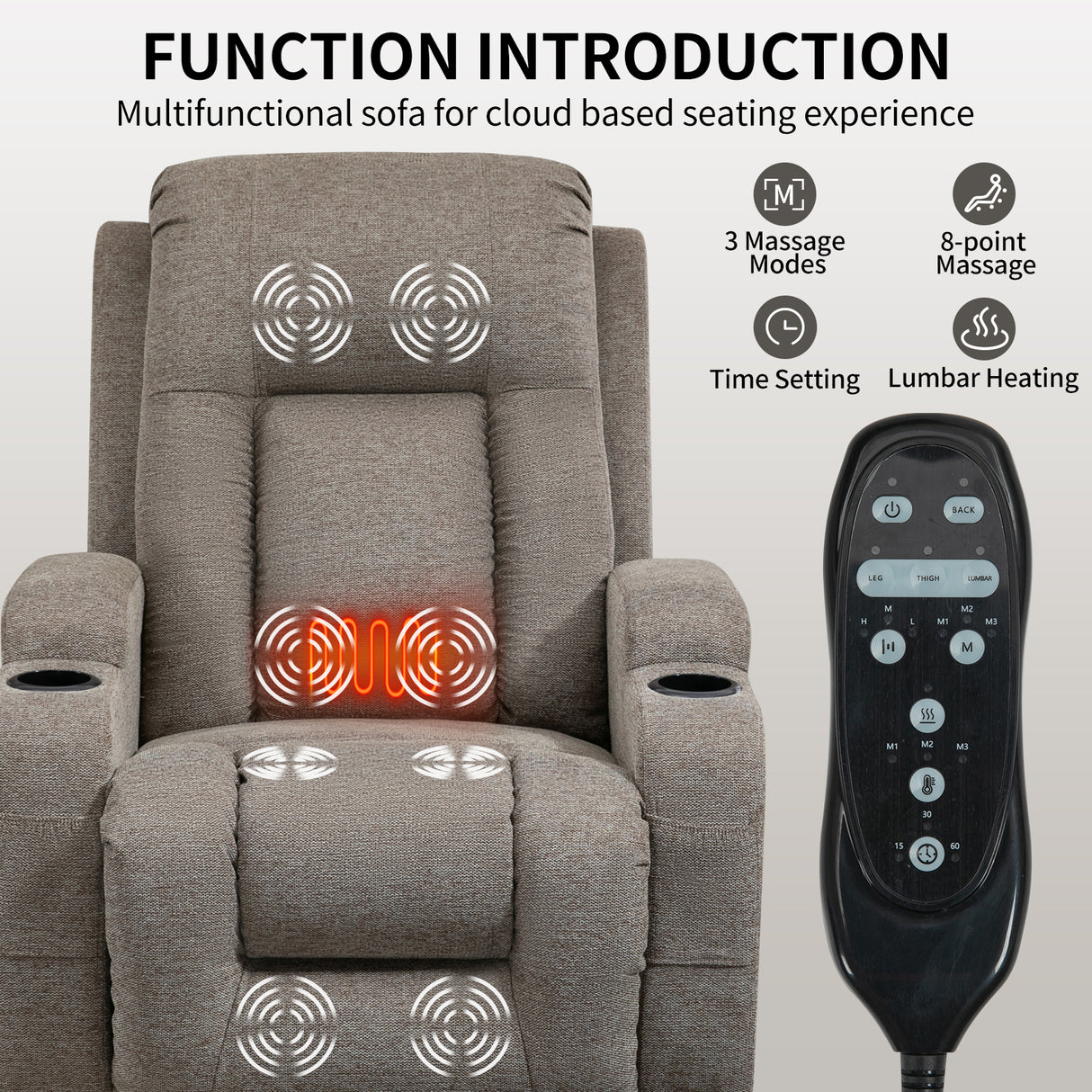 Power Lift Recliner Chair with Massage and Heat - ComfortMAX