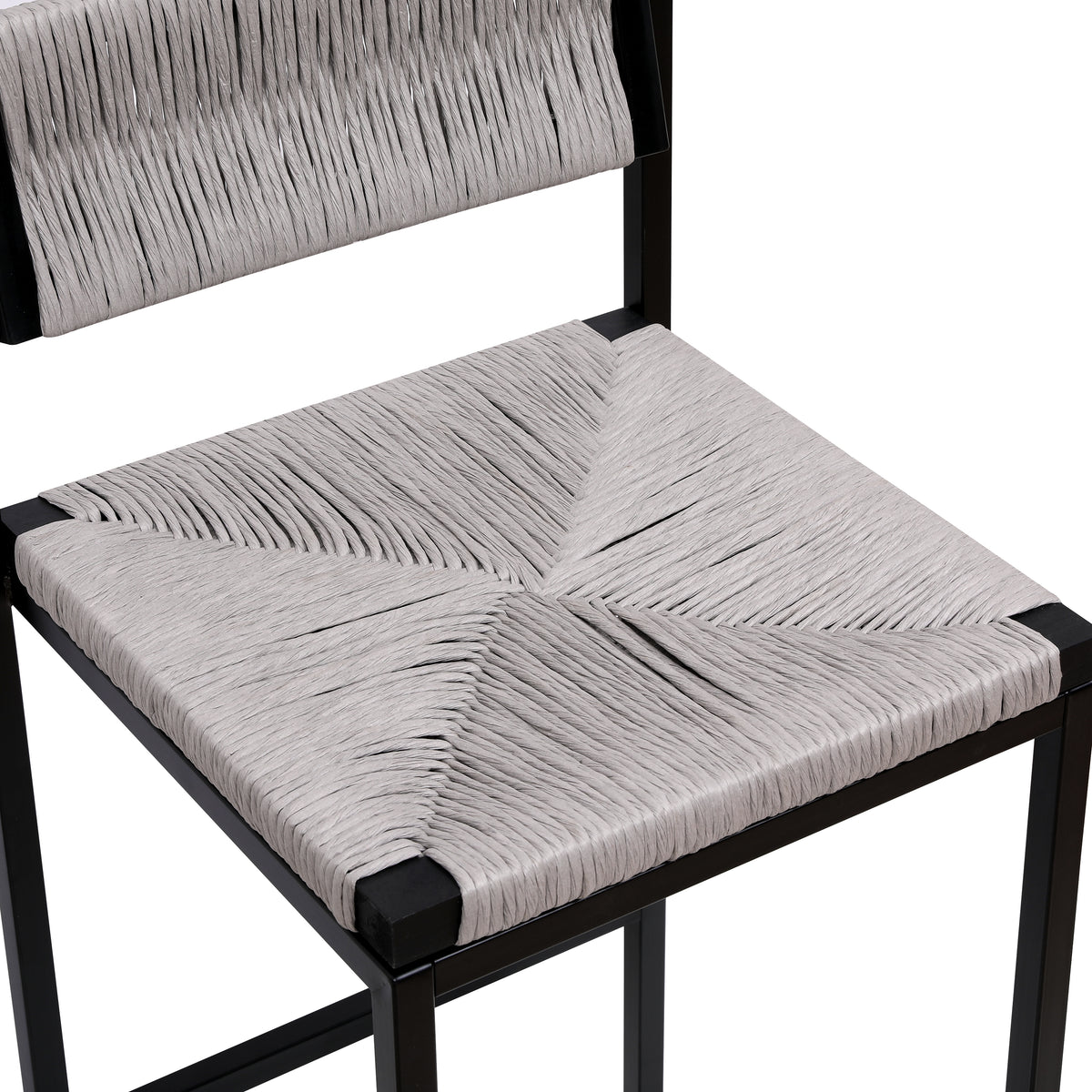 Gray Set of 2 Hand Weave Bar Stools with Back