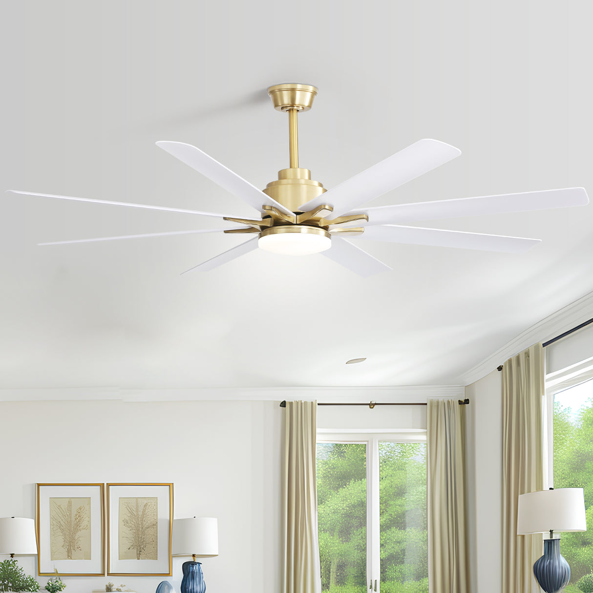 66 Inch Modern Smart Ceiling Fan with Reversible DC Motor and LED Light