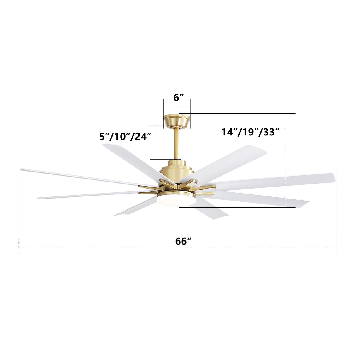 66 Inch Modern Smart Ceiling Fan with Reversible DC Motor and LED Light