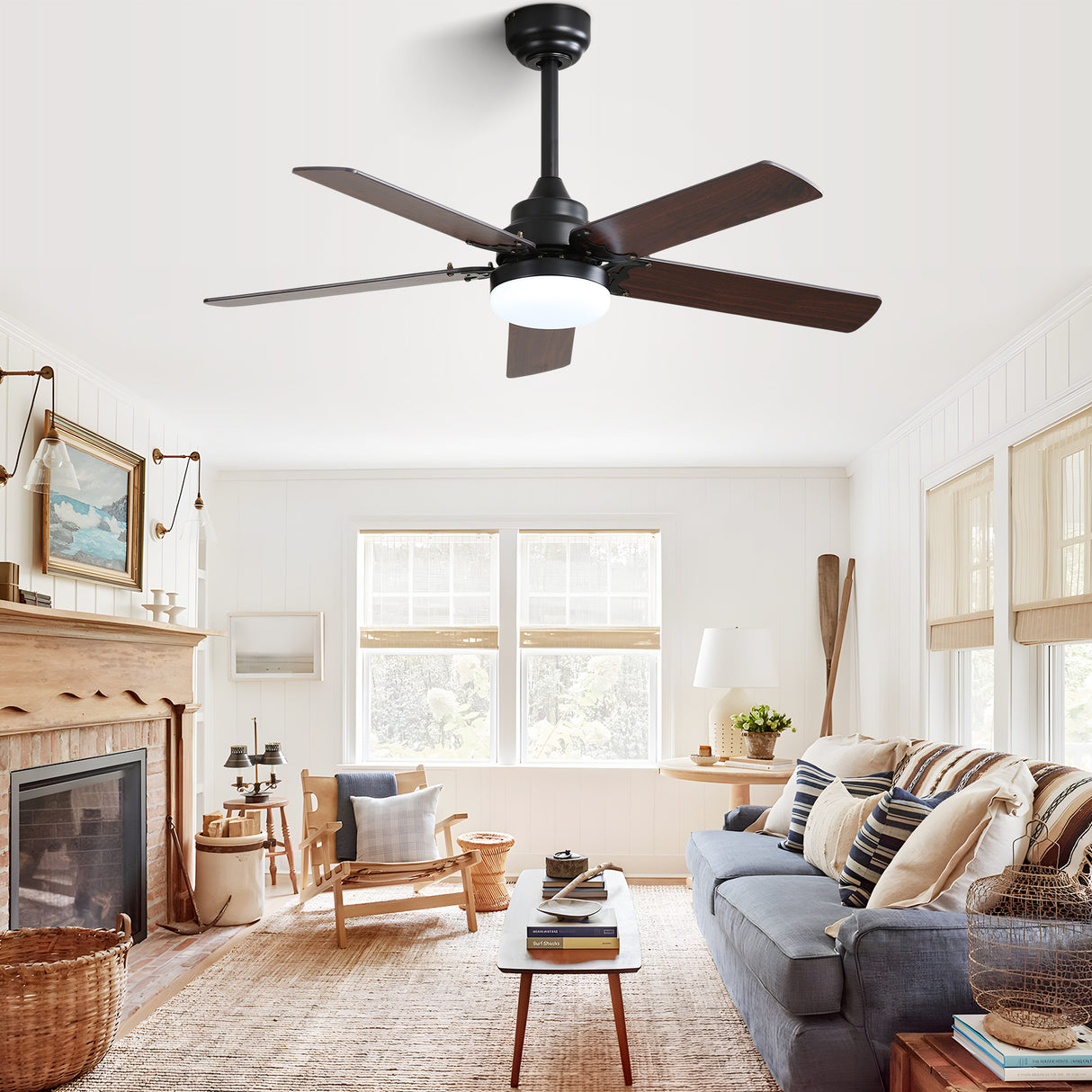 42 Inch Modern Ceiling Fan with LED Light and Remote Control