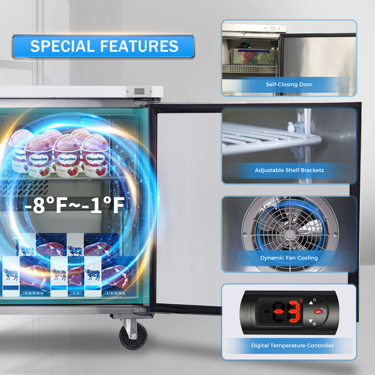 ORIKOOL 60" Commercial Under Counter Freezer