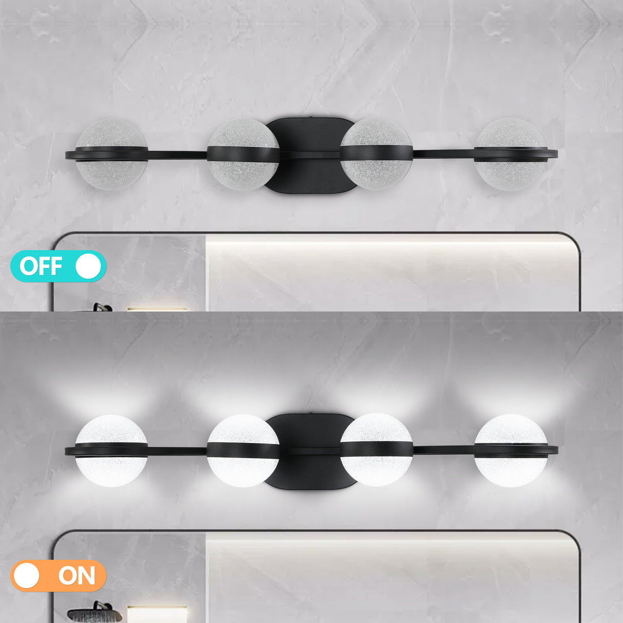 30" Black Minimalist LED Bathroom Vanity Light