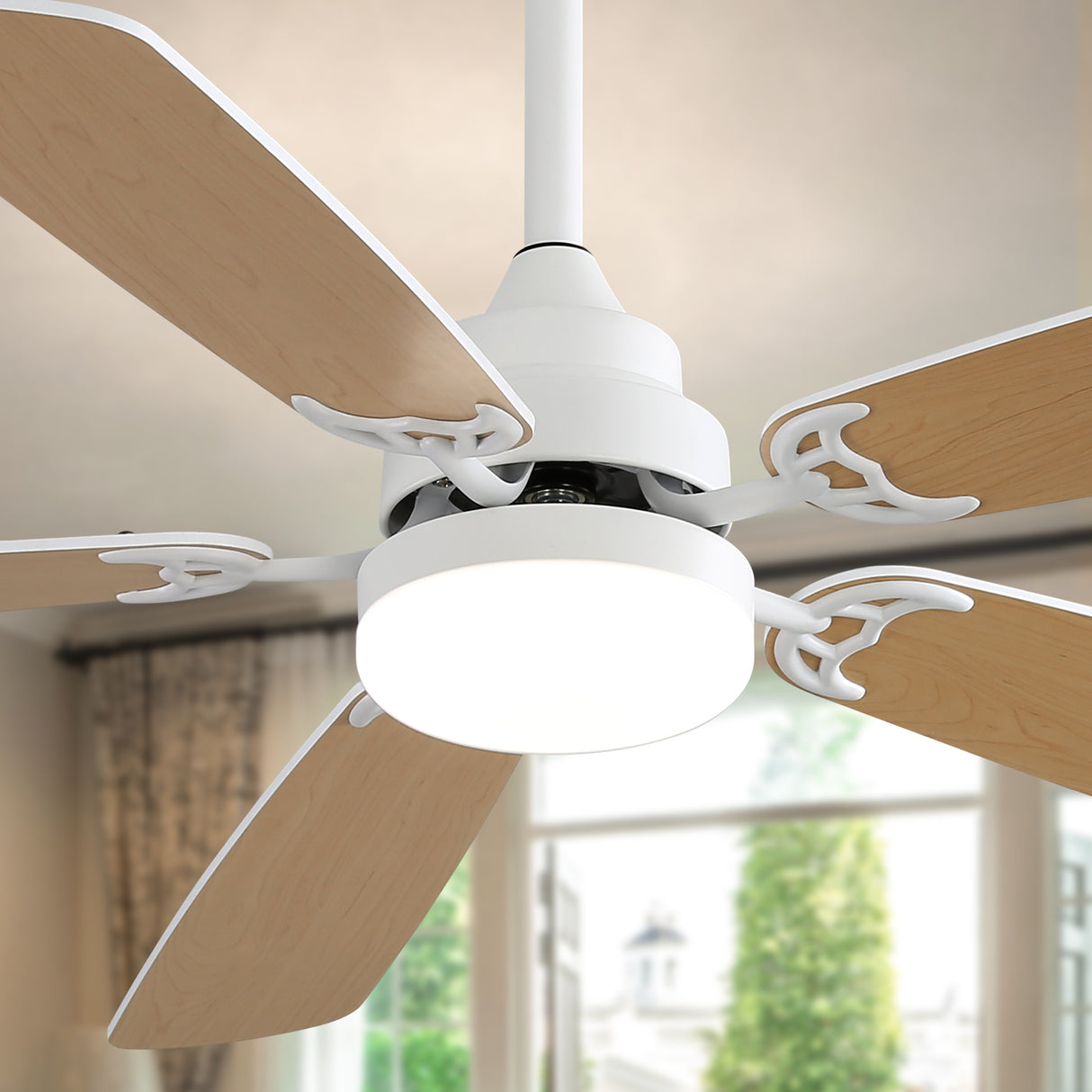 Indoor Modern 52 Inch Ceiling Fan with LED Light and Remote Control