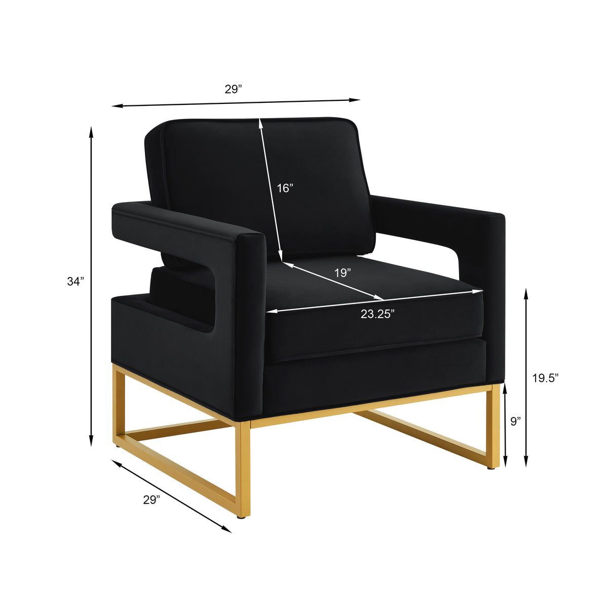 Modern Style Accent Chair with Velvet Fabric