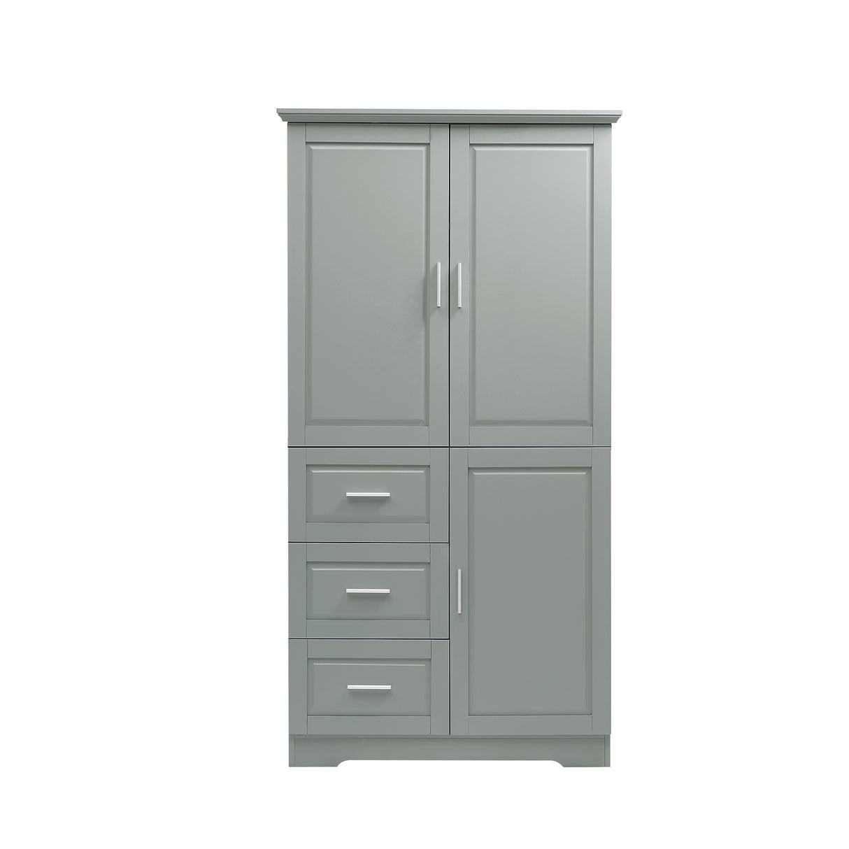 Tall and Wide Storage Cabinet with Doors for Bathroom or Office, Grey