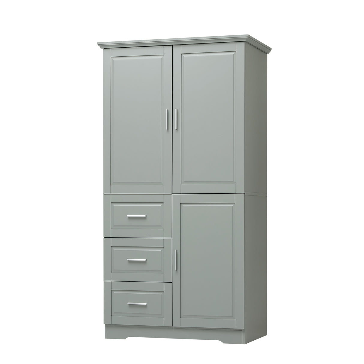 Tall and Wide Storage Cabinet with Doors for Bathroom or Office, Grey