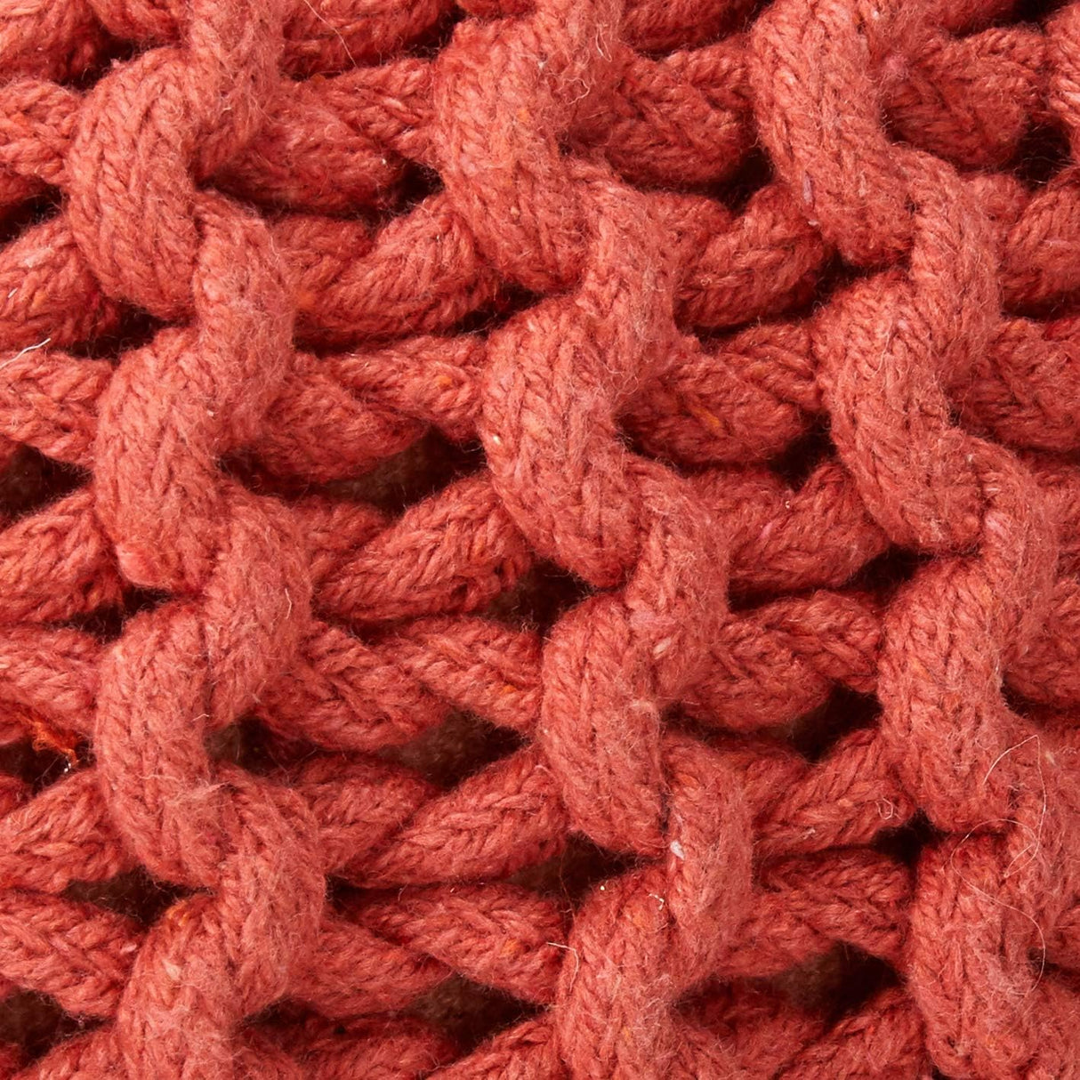 Poona Handcrafted Modern Cotton Pouf, Coral