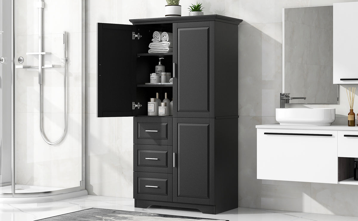 Tall and Wide Storage Cabinet with Doors for Bathroom/Office