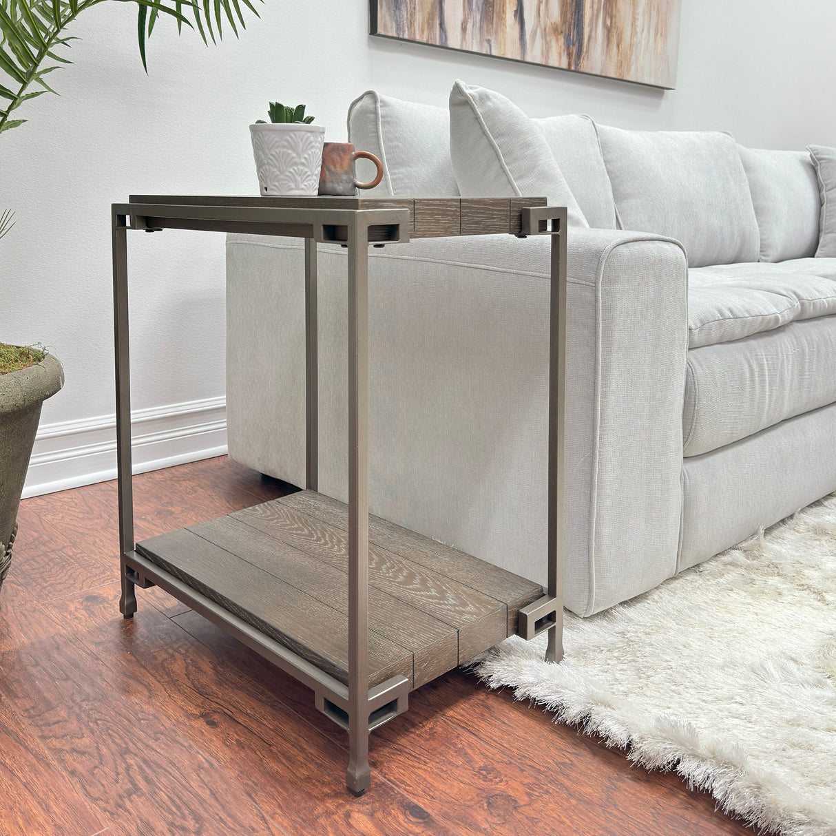 Corbeta Metal Frame Wood Living Room Chairside Table