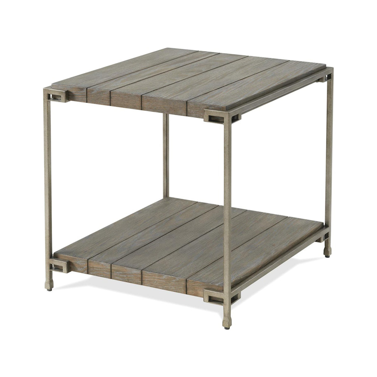 Corbeta Metal Frame Wood Living Room End Table with Shelf