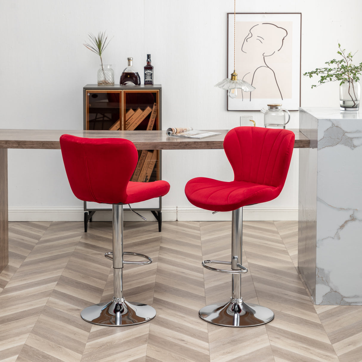Ellston Upholstered Adjustable Swivel Barstools