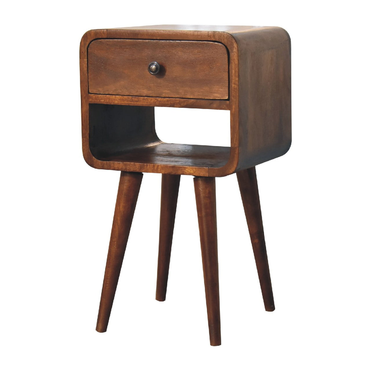 Solid Wood Mini Chestnut Curve Lower Bedside Nightstand