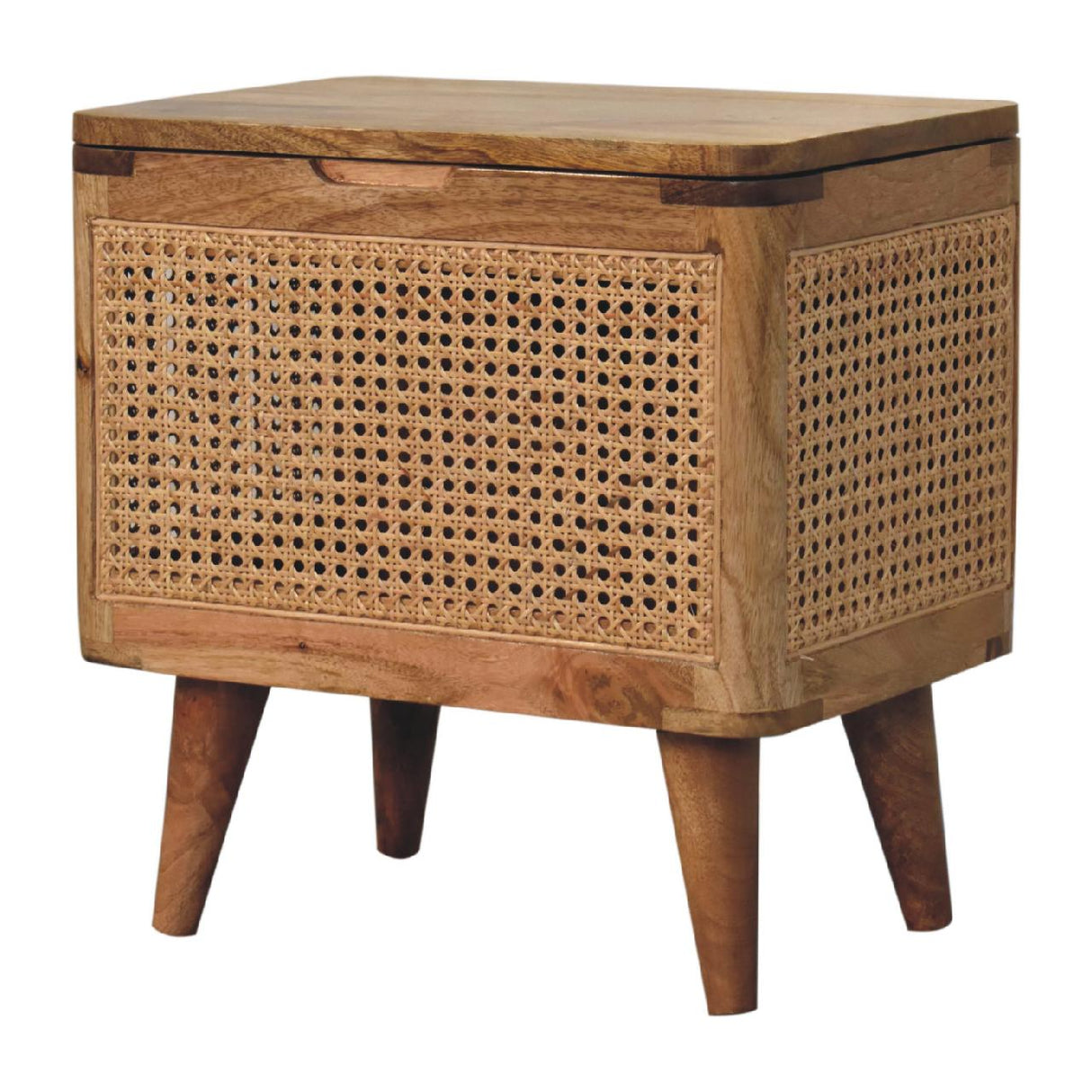 Soli Wood Larissa Lid-up Storage Stool, Oak-ish