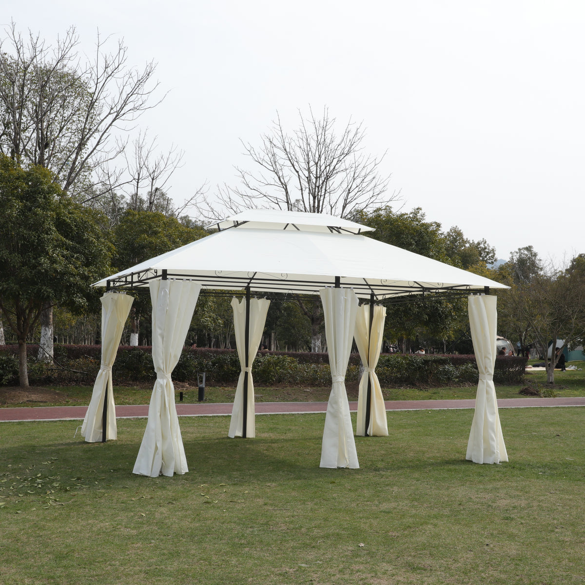 13x10 Outdoor Patio Gazebo Canopy Tent with Ventilated Double Roof