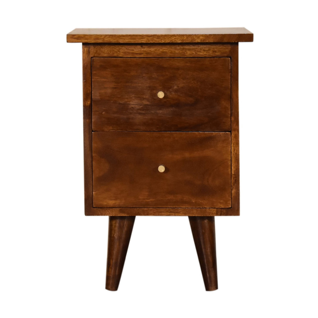 Solid Wood Bedside Table with 2 Drawers in Chestnut