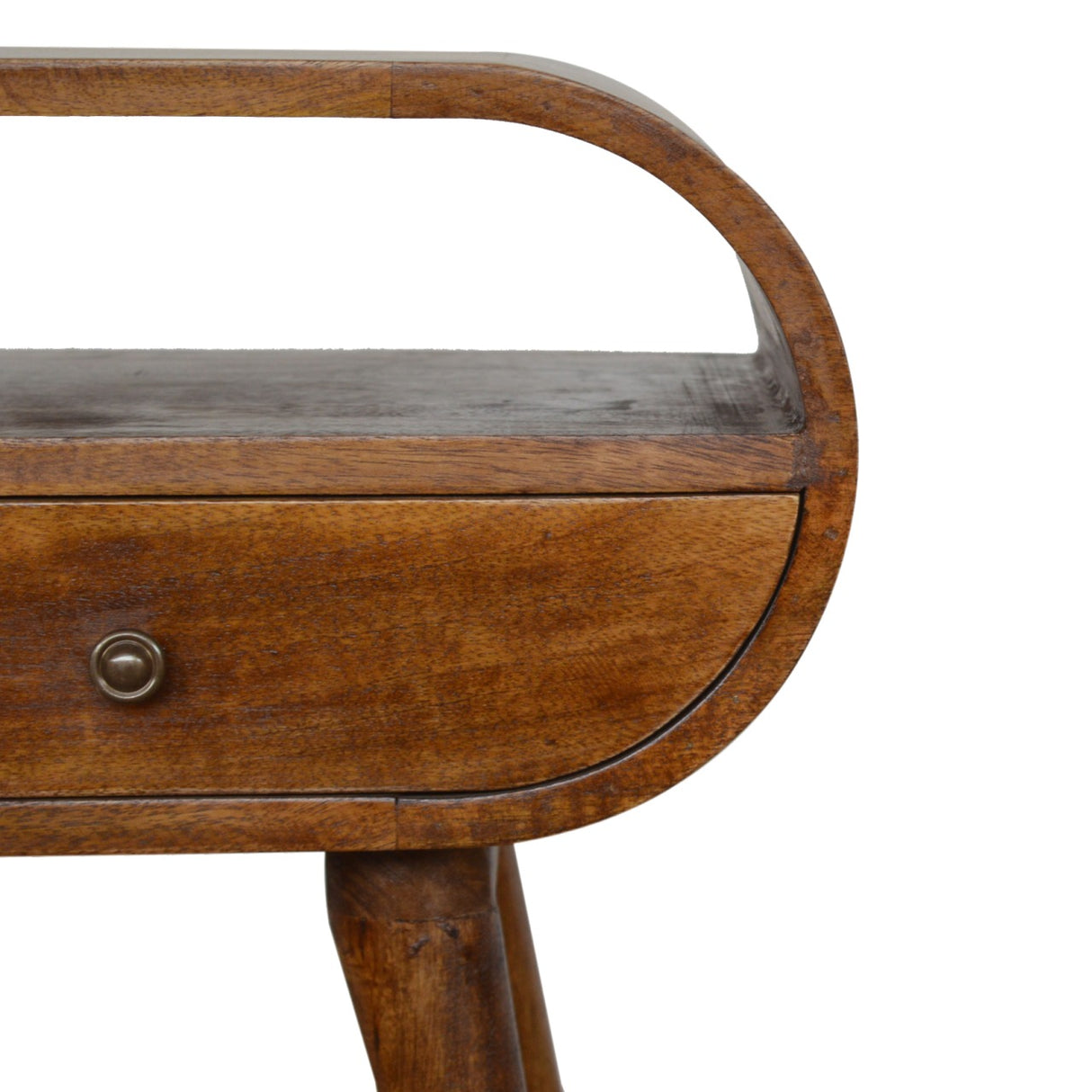 Chestnut Circular Open Bedside, 1-Drawer
