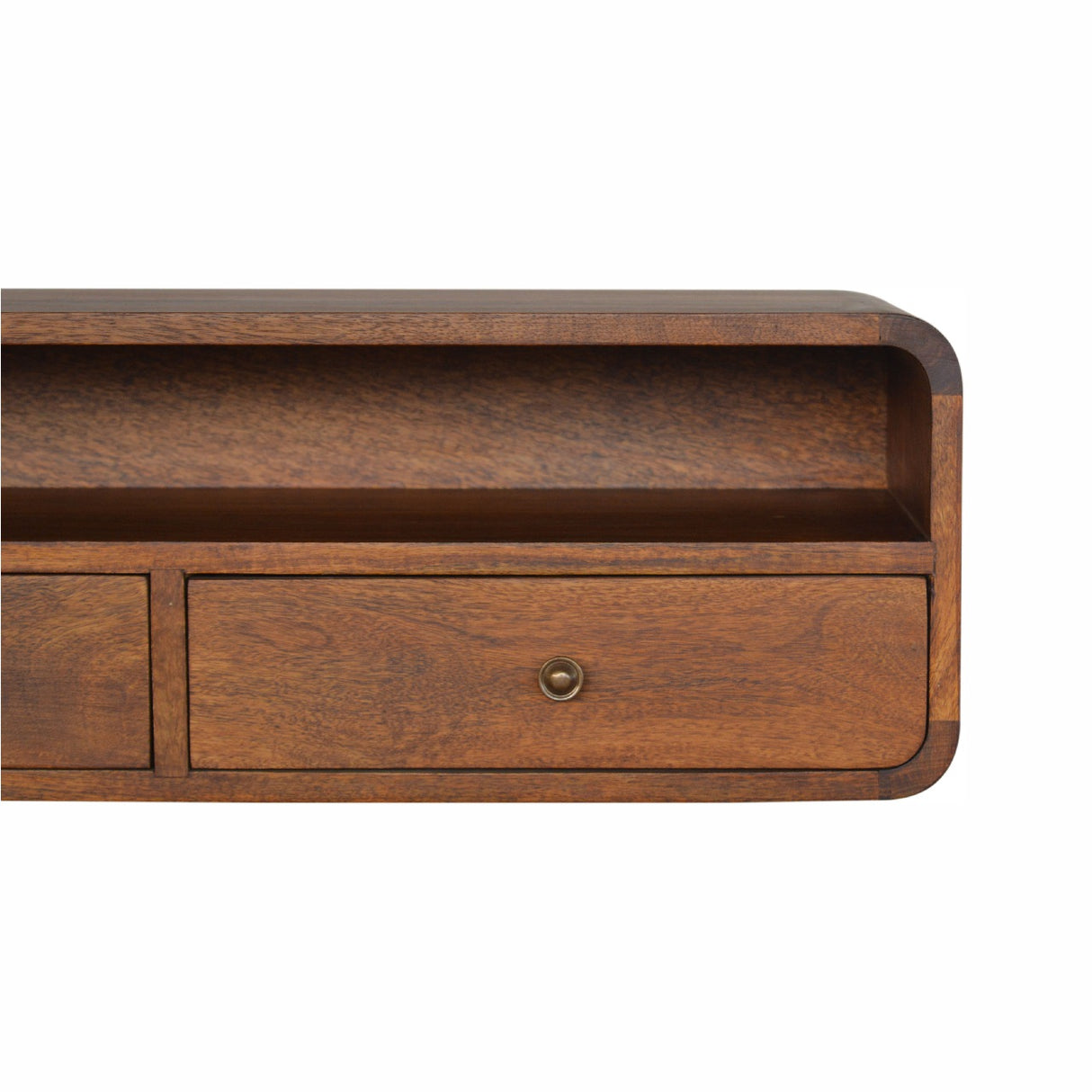 Solid Wood Floating Console, 2-Drawers, 1 Open Slot