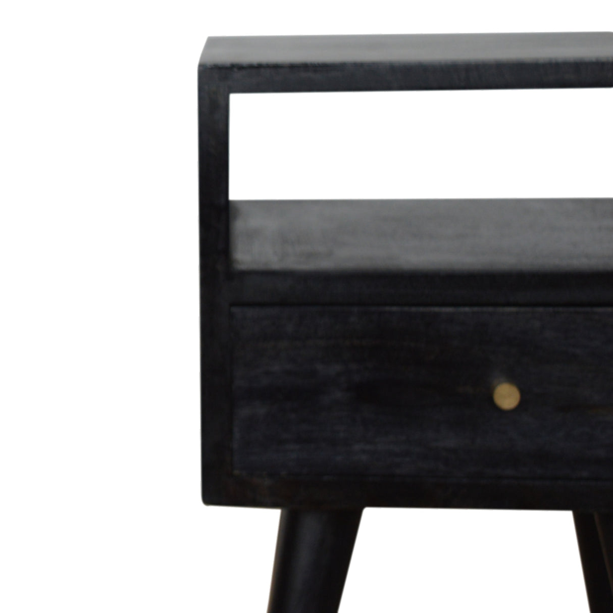 Solid Wood, Mini Nightstand, 1-Drawer, 1 Open-Slot, Ash