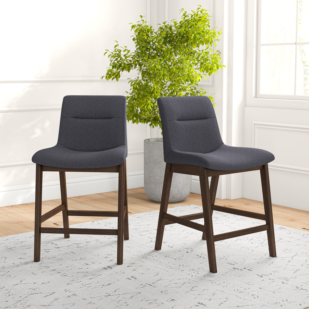 Jayden Mid-Century Modern 24" Upholstered Stool (Set of 2)