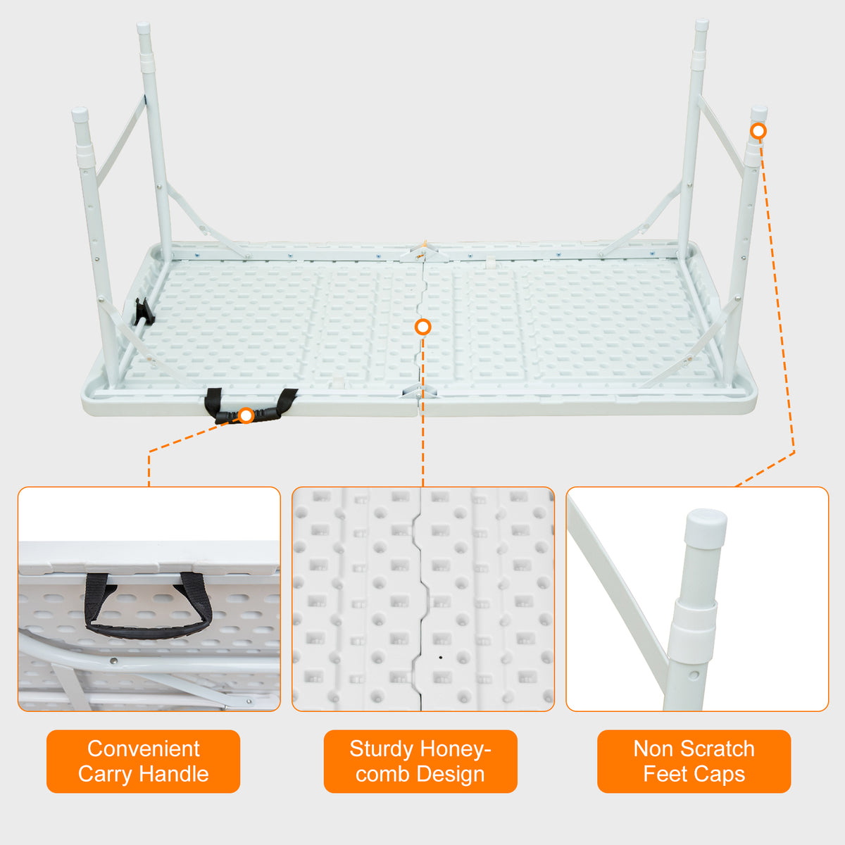 4ft Portable Folding Table with Durable Design - White or Black