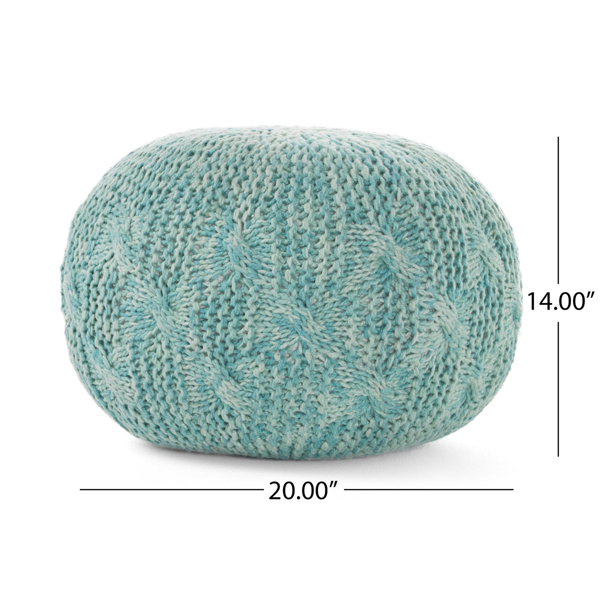 Baltazar Knitted Round Pouf - Aqua