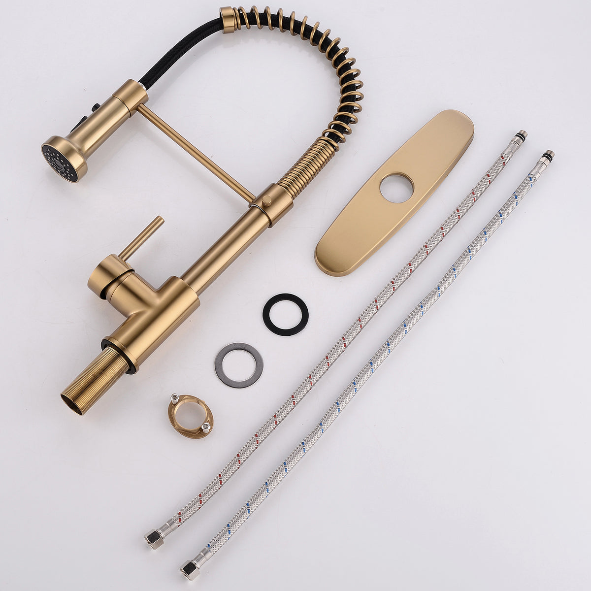 Commercial Brushed Nickel Kitchen Faucet with Pull Down Sprayer
