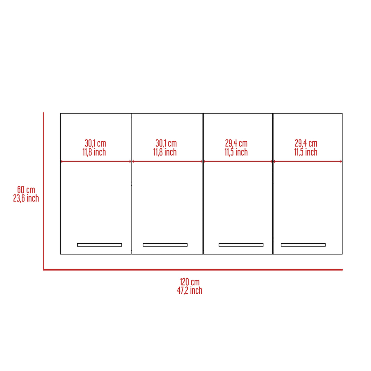 Wall Cabinet 24" H with Four Doors