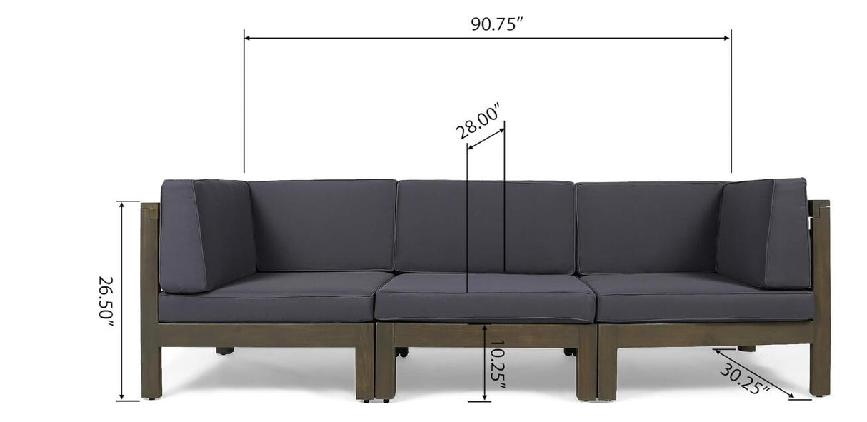 Brava X-Back 3 Seater Outdoor Sectional Sofa Set