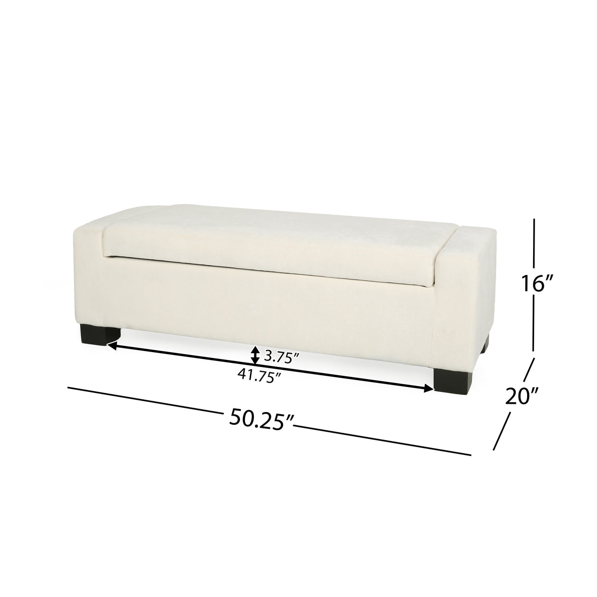 50" Ottoman Bench in Textured Fabric with Hidden Storage
