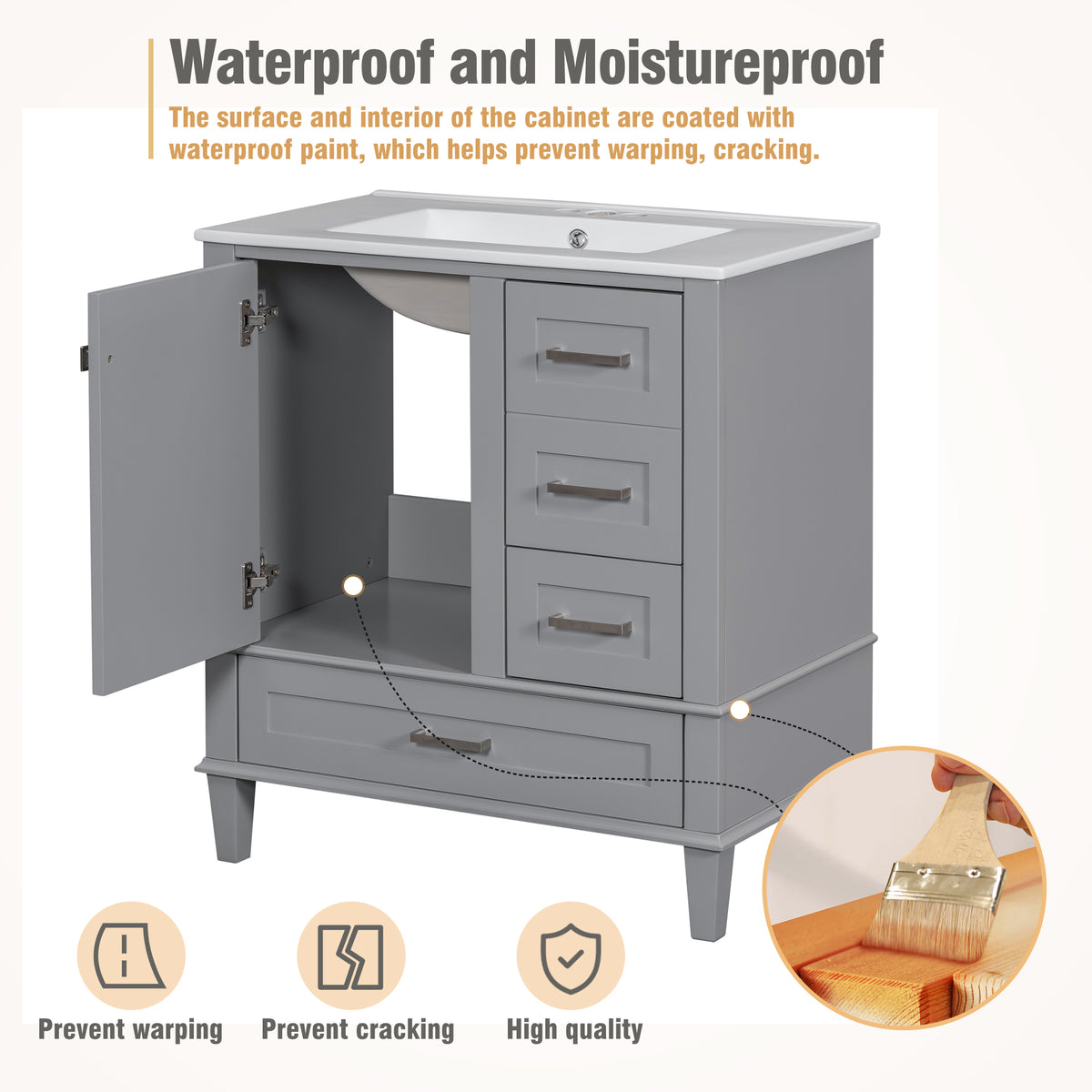 30" Bathroom Vanity with Sink Combo Set