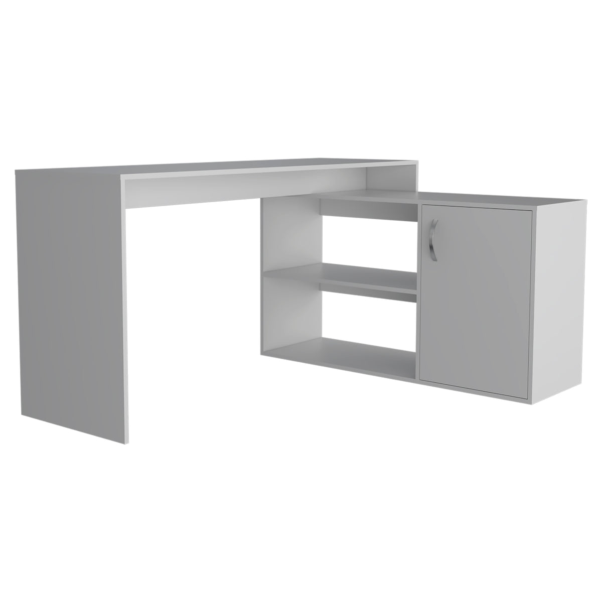 Axis Modern L-Shaped Computer Desk with Open & Closed Storage - White