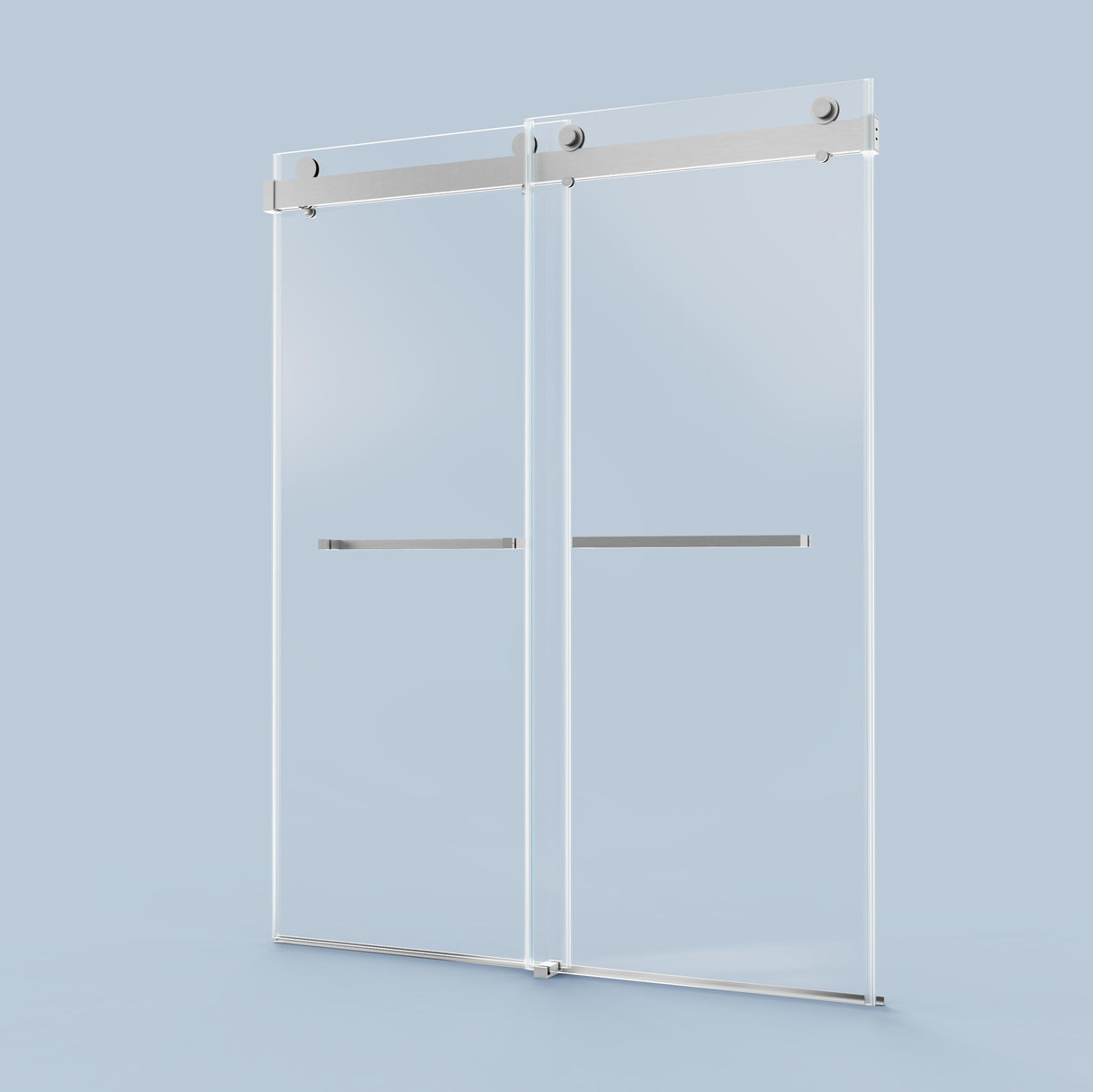 56-60"W x 76"H Frameless Double Sliding Soft-Close Shower Door