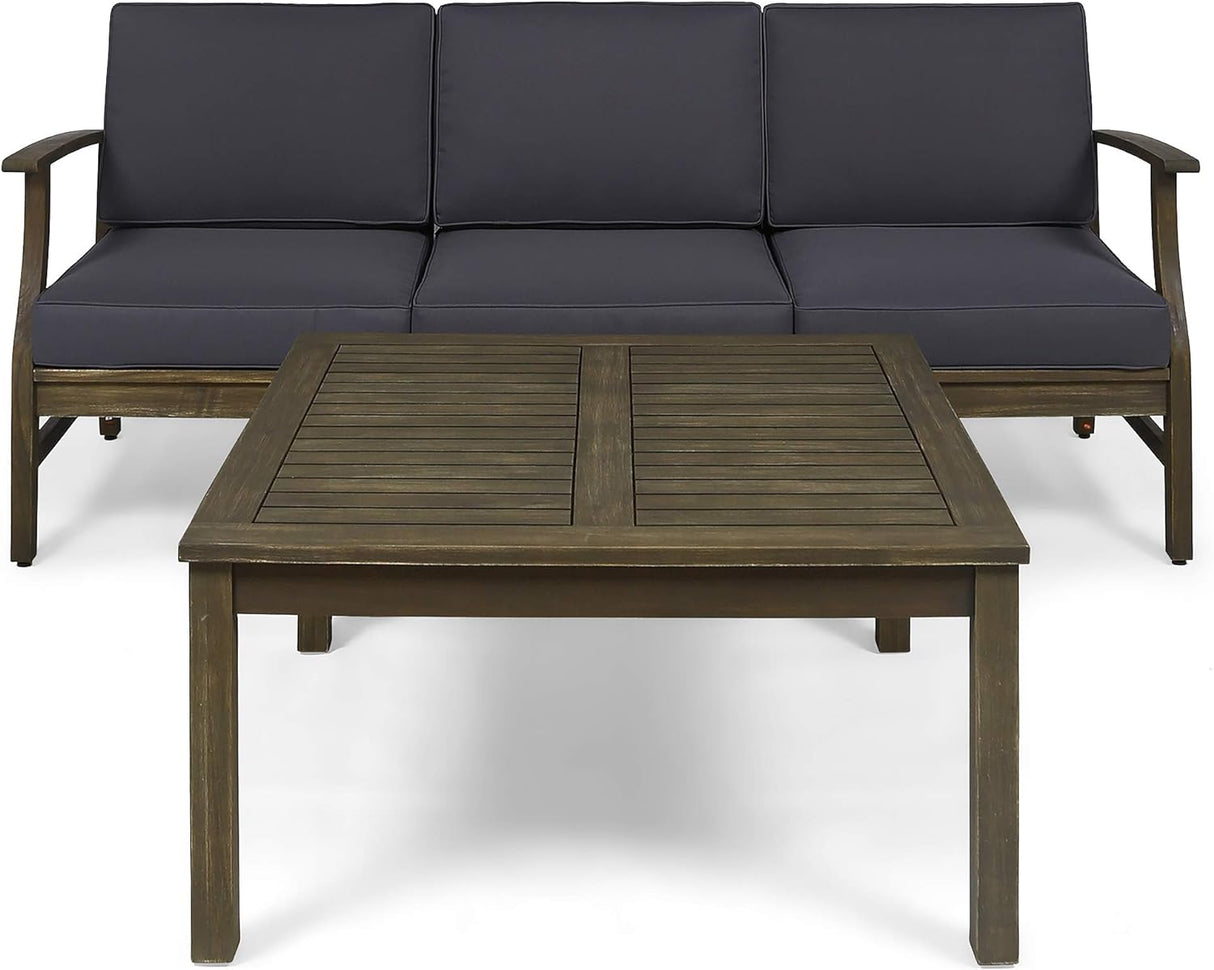 Perla 3 Seater Sofa and Table Set, Dark