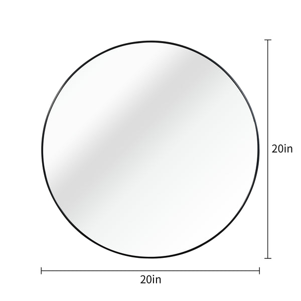 Black 20 Inch Metal Round Bathroom Mirror