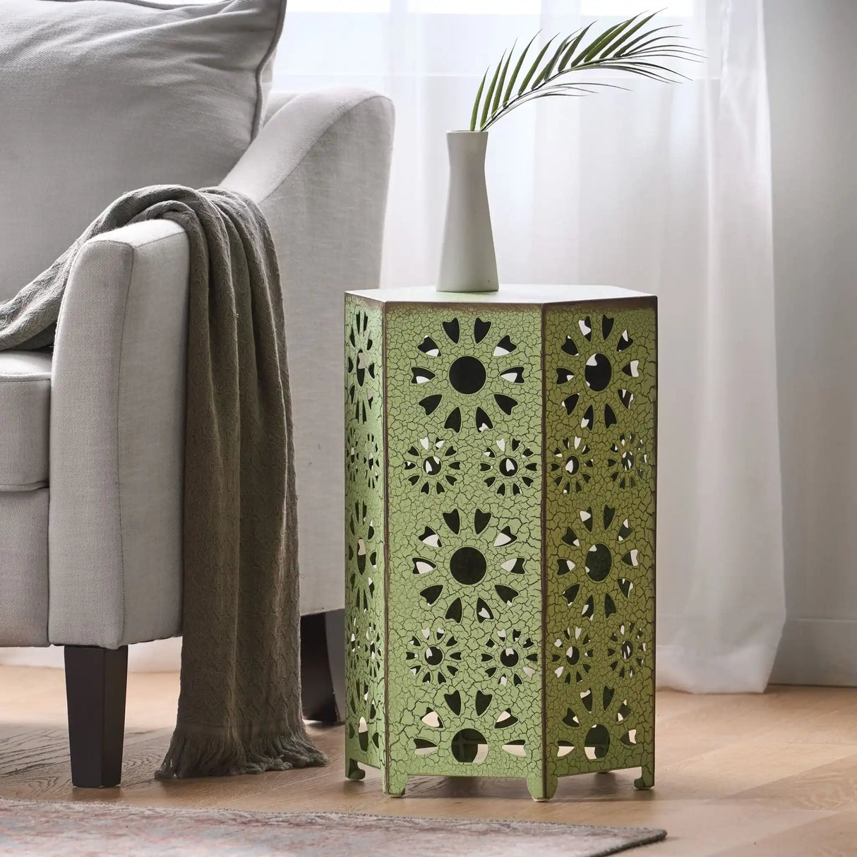 Galore - Side Table With Sunburst Cut Out Design - Best Buy Furniture
