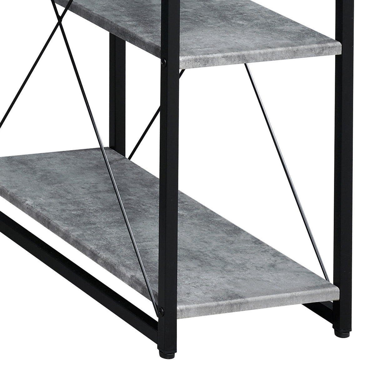 Grey and Black Desk with Drawer - Wood and Metal