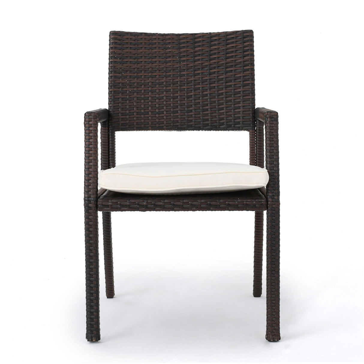 Outdoor Wicker Dining Chair With Water Resistant Cushions (Set of 2) - White / Brown - Best Buy Furniture