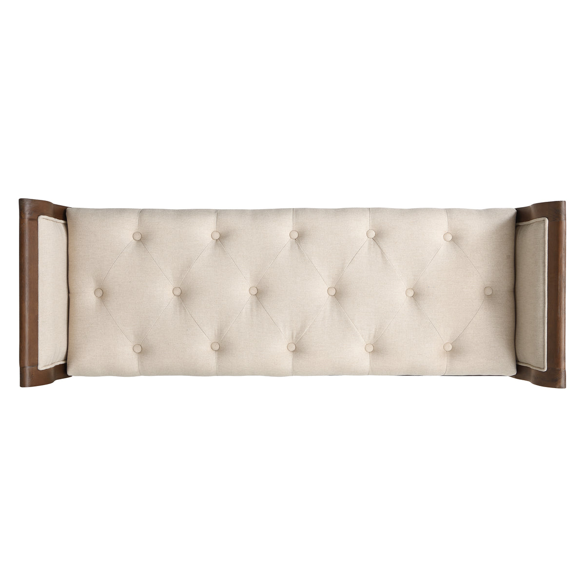 Classic Tufted Upholstered Bench with Curved Arms