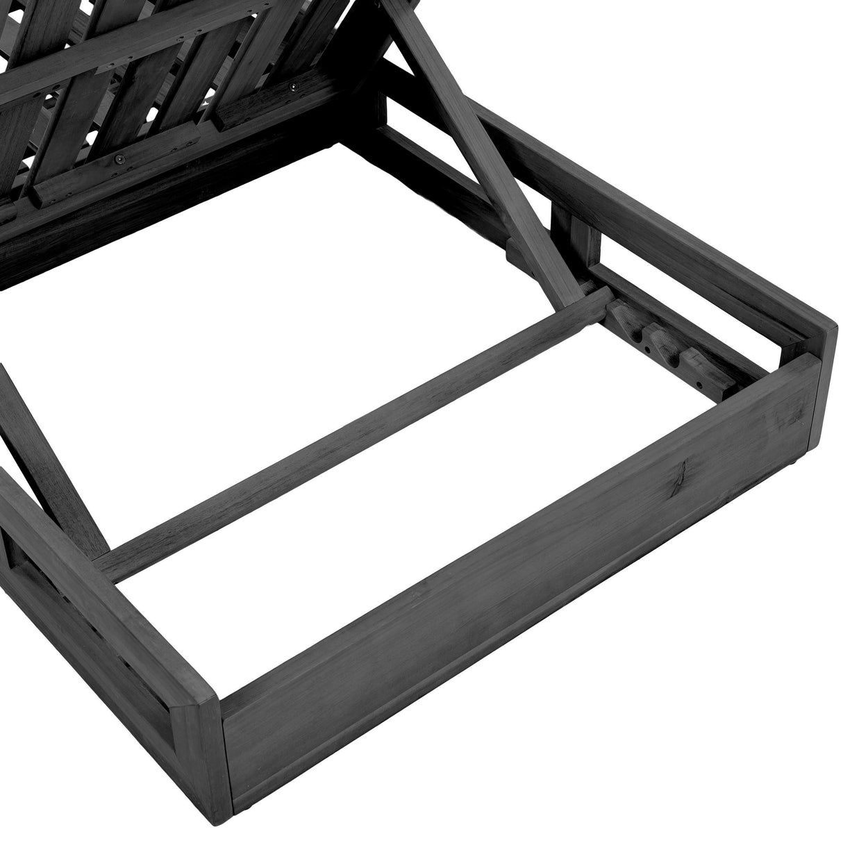 2/3 Foldable Acacia Wood Lounge Chair with Adjustable Backrest & Flat Storage Surface